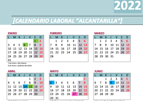 Calendario Laboral Alcantarilla 2022
