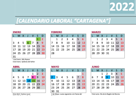 Calendario Laboral Cartagena 2022