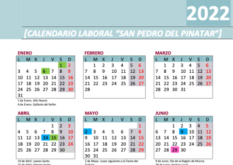 Calendario Laboral San Pedro del Pinatar 2022