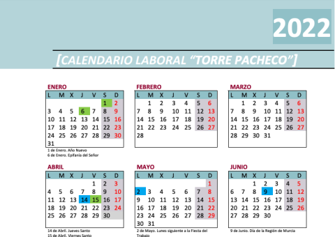 Calendario Laboral Torre-Pacheco 2022